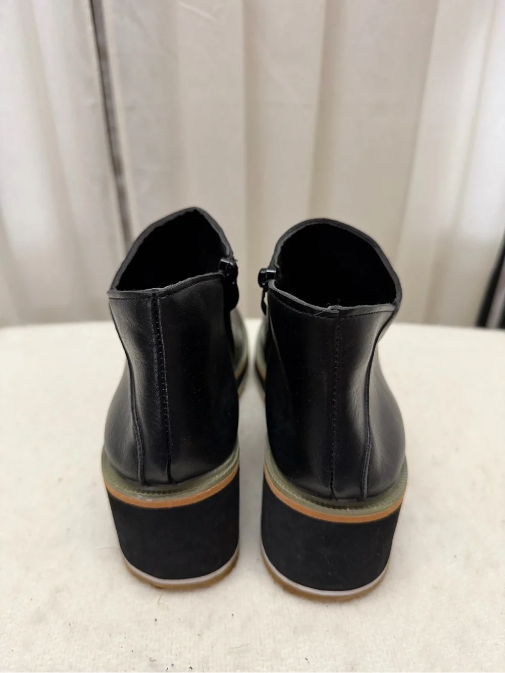 Women's Black Platform Ankle Booties with Layered Sole